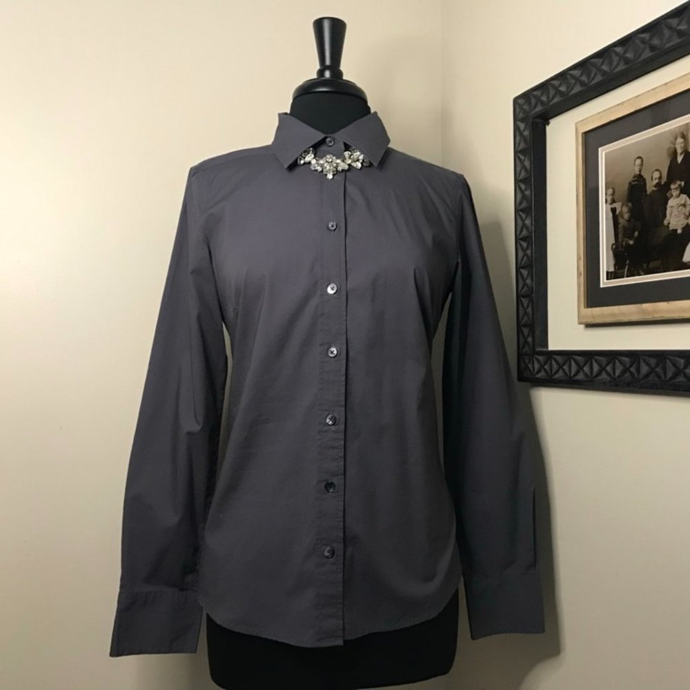Old Navy Charcoal Gray Long Sleeve Dress Shirt (Medium)